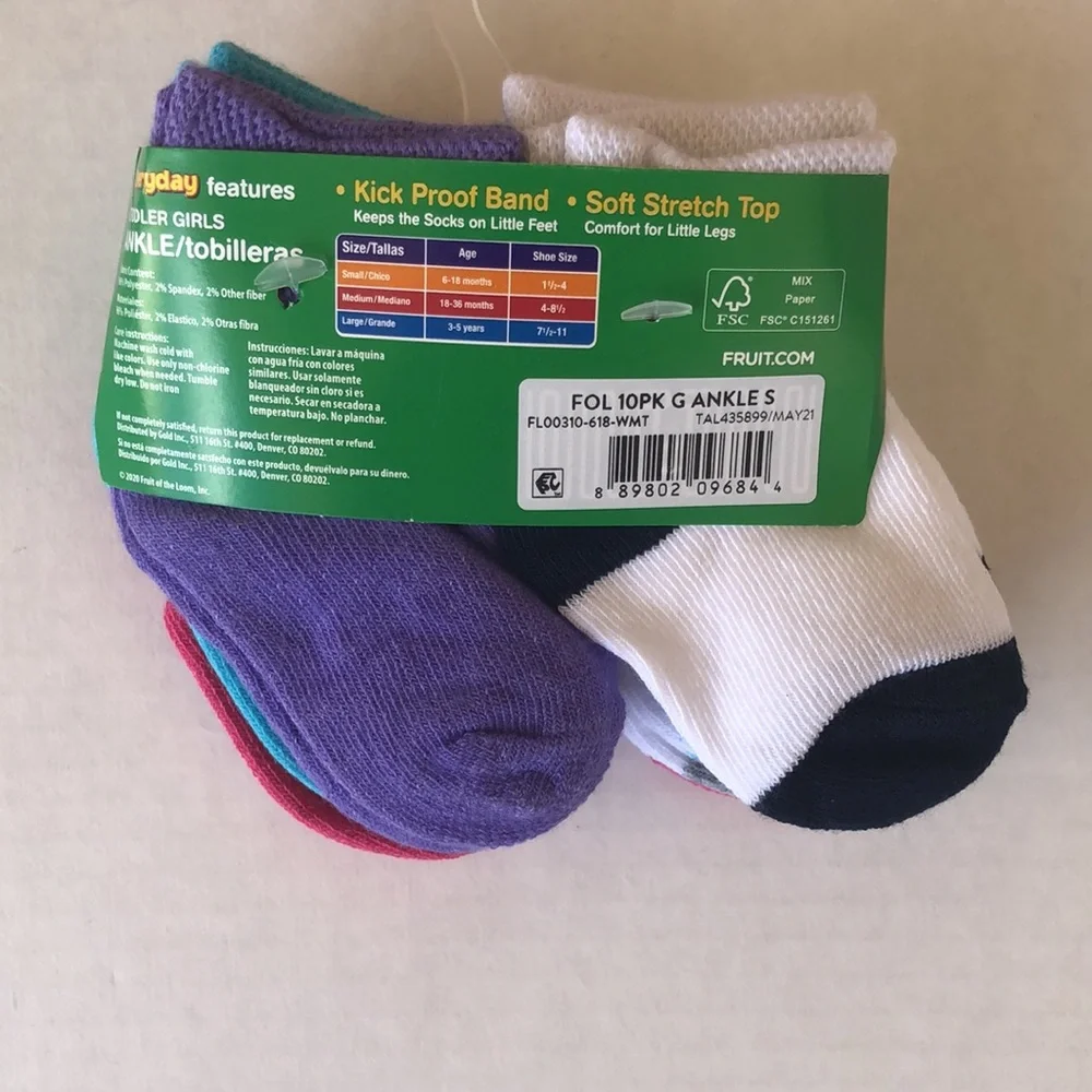 🌵 3/$15 10 pack multi color small toddler girls ankle socks 6-18 months